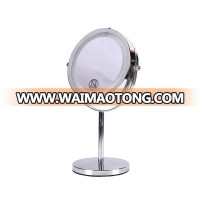 7 Inch Top Optical Manufacturer Desktop Standing Metal Double Sides 1x/5x LED Make Up Mirror Desk With 16LEDs for Home and Hotel