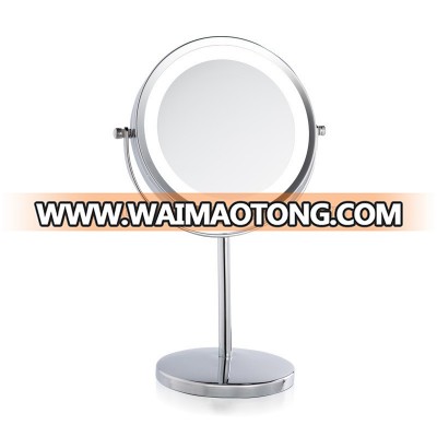 Factory Supply Double Side 5x LED Magnifier Mirror 7 inch Metal Makeup Mirror