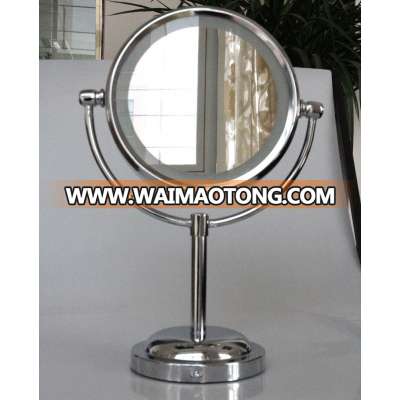 6 Inch Top Optical Manufacturer Desktop Standing Metal Double Sides 1x/5x LED Make Up Mirror With 12LEDs for Home and Hotel