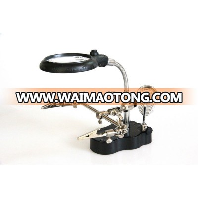 Desktop Third Hand Helping Magnifier With LED Light Working Magnifying Glass