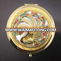 Professional manufacturer folding metal pocket cosmetic mirror with hollow out logo